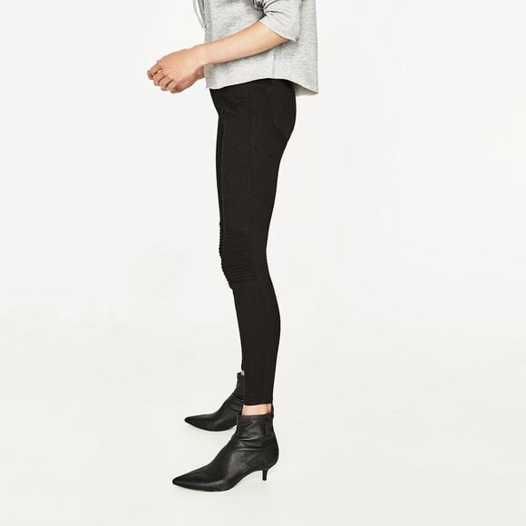 Zara Black Skinny Mid-Rise Chino Trousers Pants NWOT - Picture 12 of 13